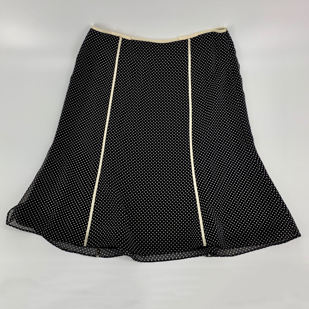 Ann Taylor A-Line Silk Black Polka Dot Skirt